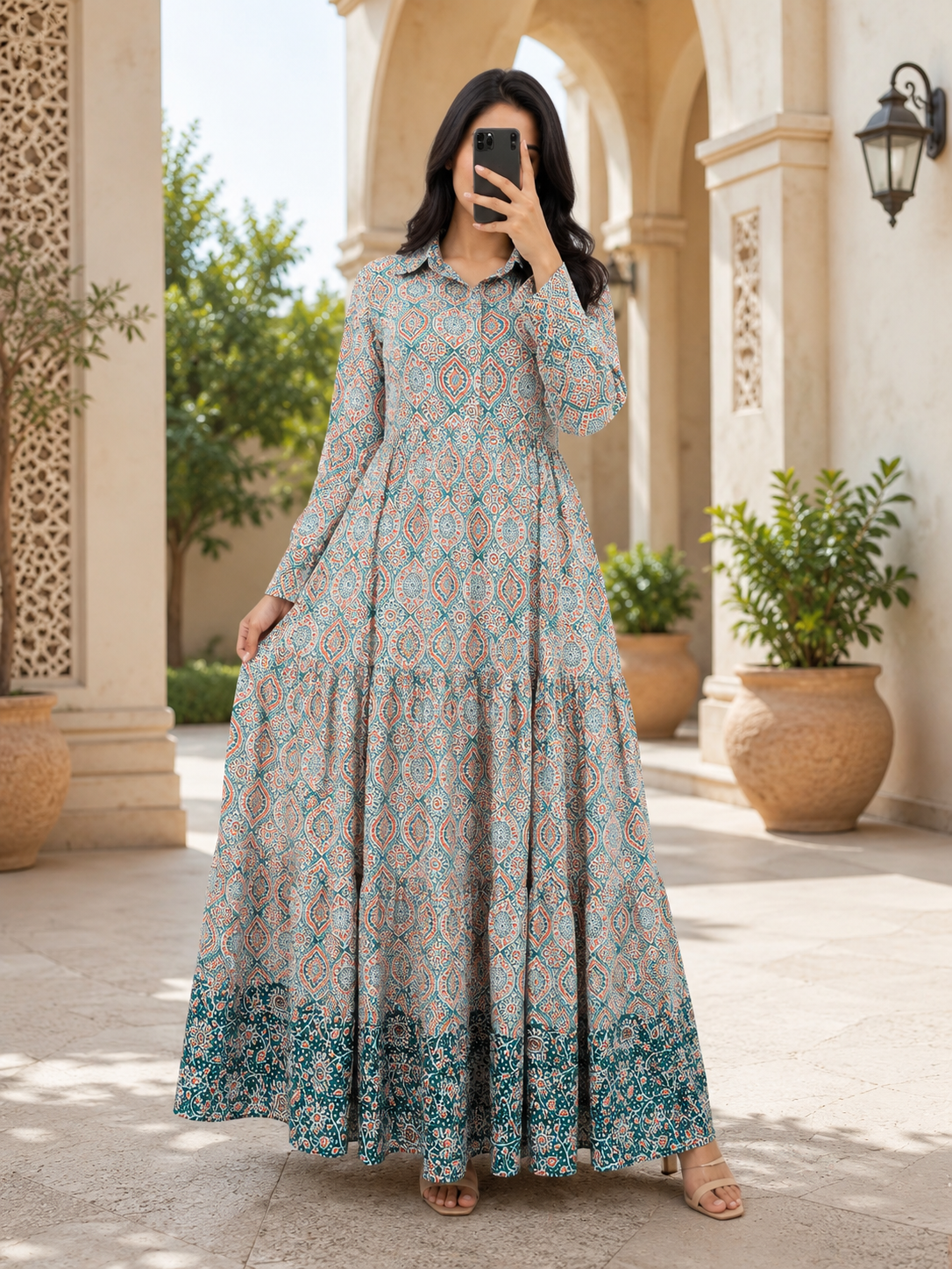 Jacket 100% Premium Indian Cotton Jalabiya – Women’s Long Dress With Jacket.