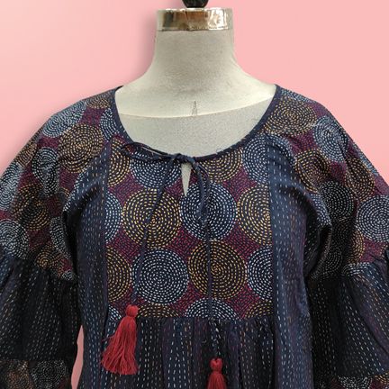 L/XL Gaby Multi Printed Cotton Dress 57" Long