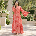 S/M Marry Printed Silk Long Dress Jalabiya – 57