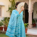 L/XL Annia with Shila Printed Cotton Dress 57" Long Jalabiya RN 1006