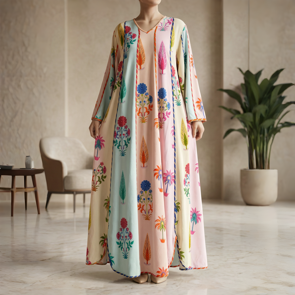 Meher Multi Color Cotton Dress Jalabiya