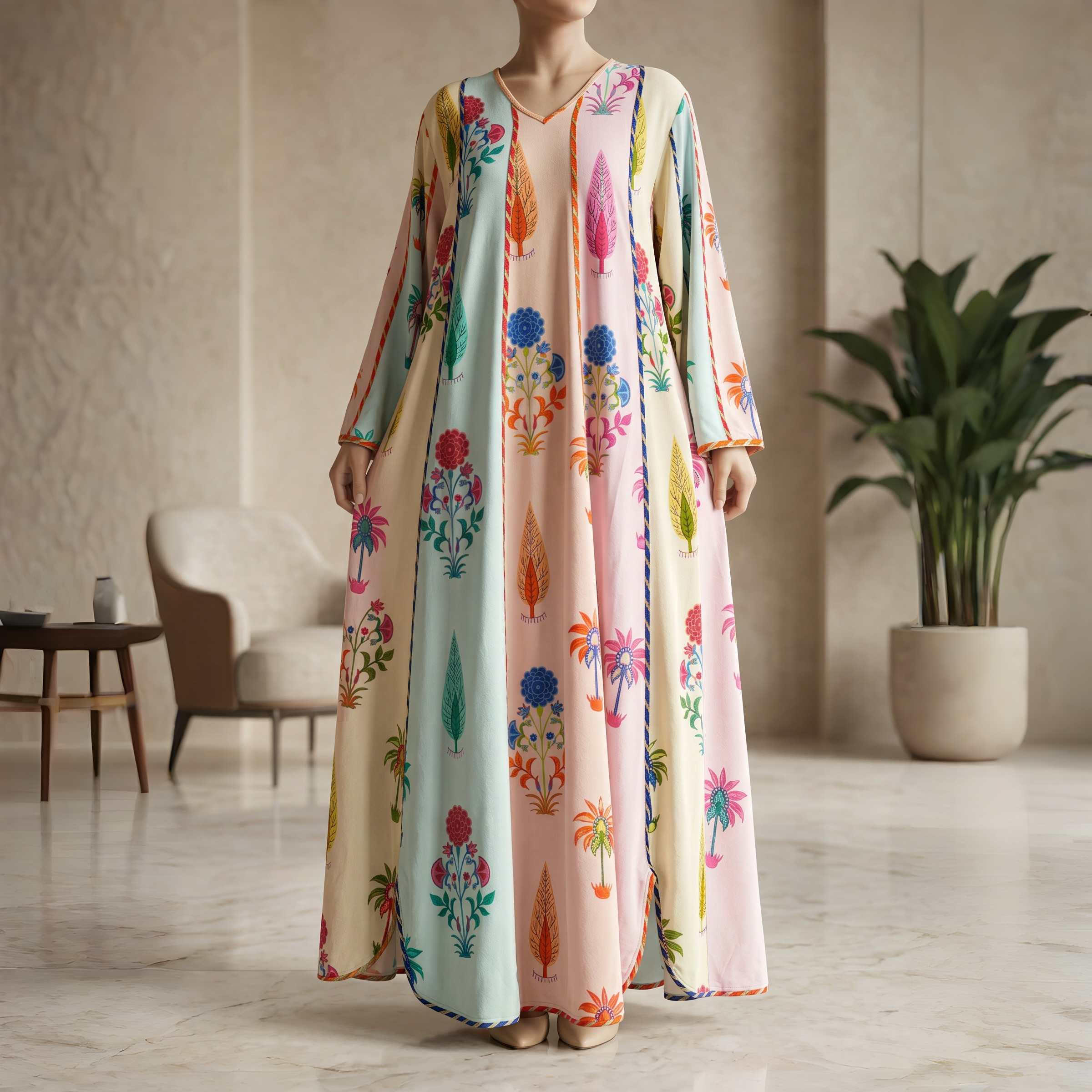 Meher Multi Color Cotton Dress Jalabiya