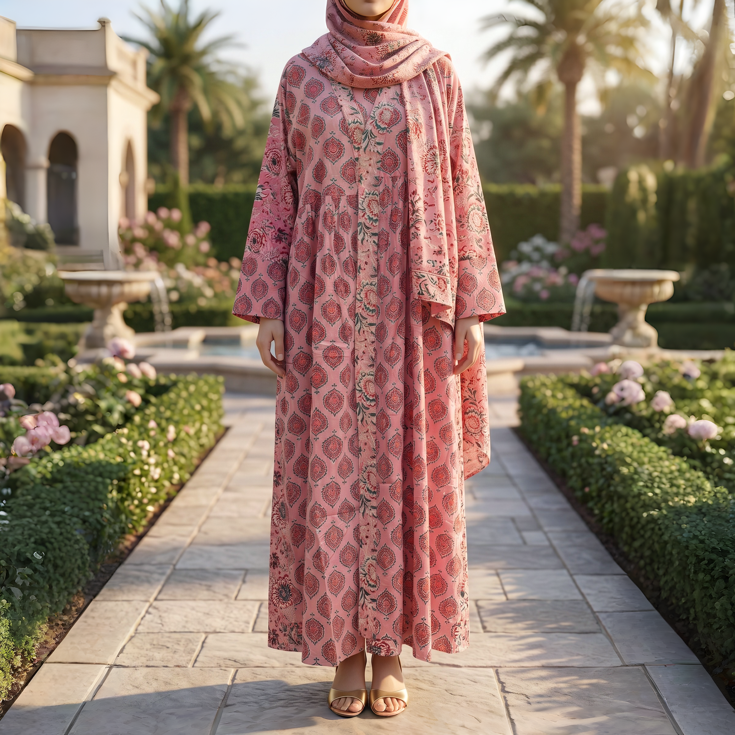 Abaya With Sheila Cotton Dress Jalabiya