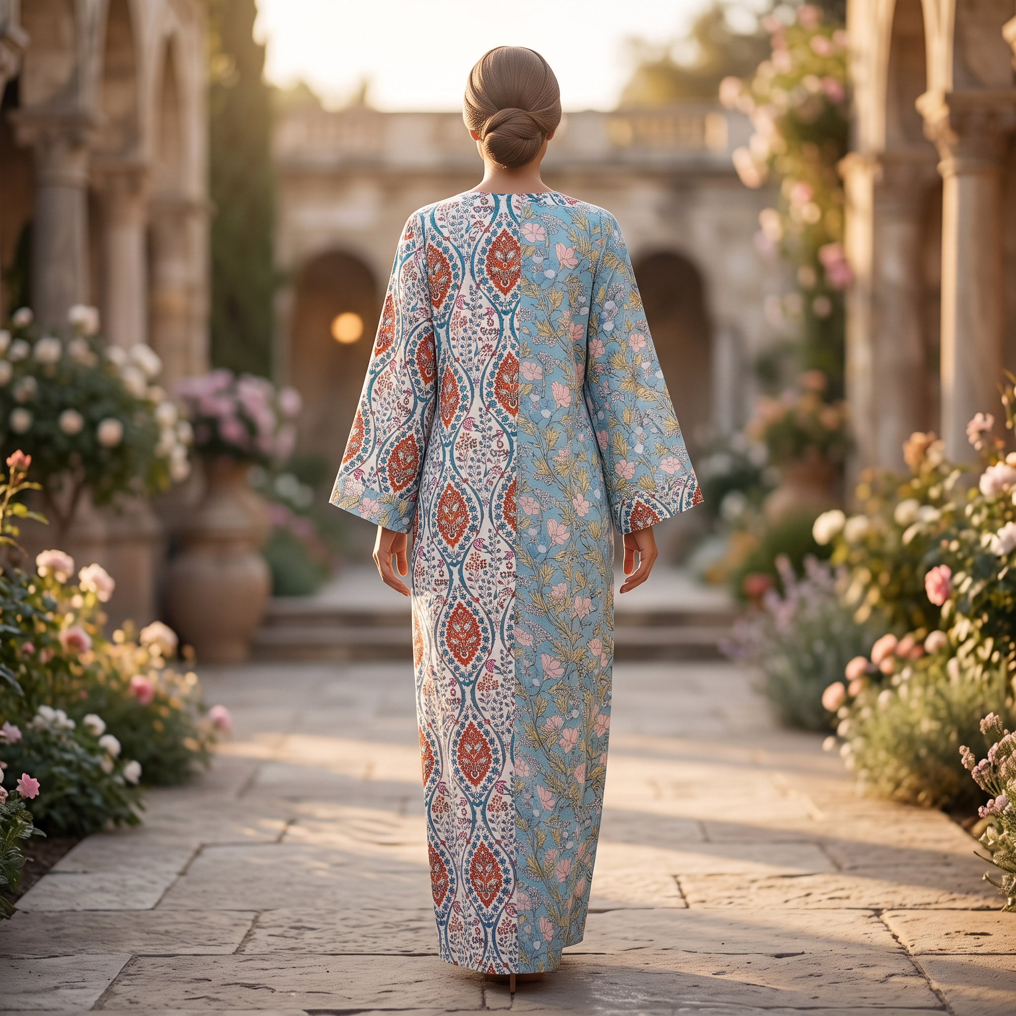 L/XL Noorain Crystal Printed Cotton Dress 54" Long Jalabiya RN 974