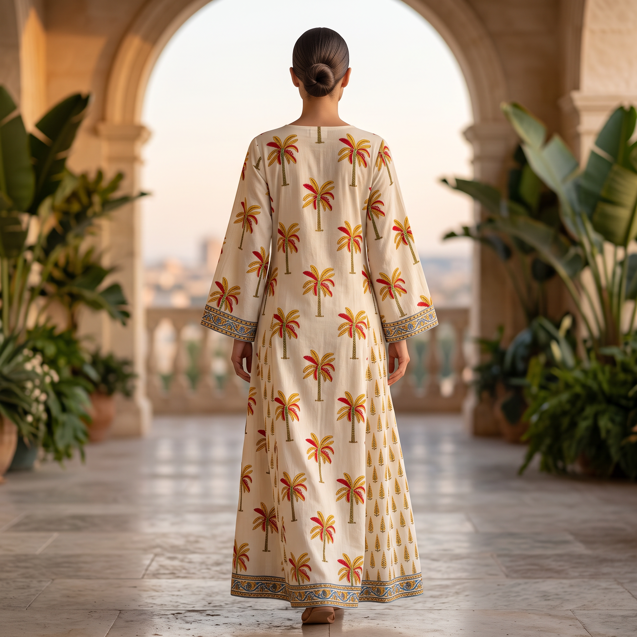 L/XL Anaya Printed Cotton Dress 57" Long Jalabiya RN 923
