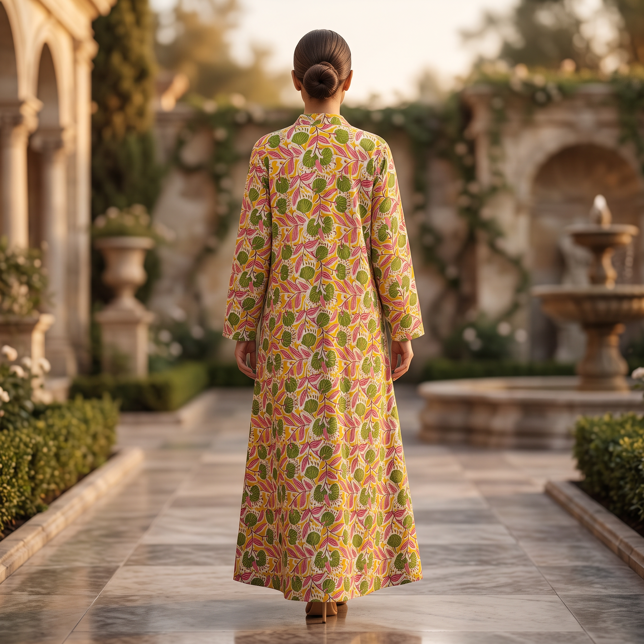 L/XL Rasha Printed Cotton Dress 57" Long Jalabiya RN 930