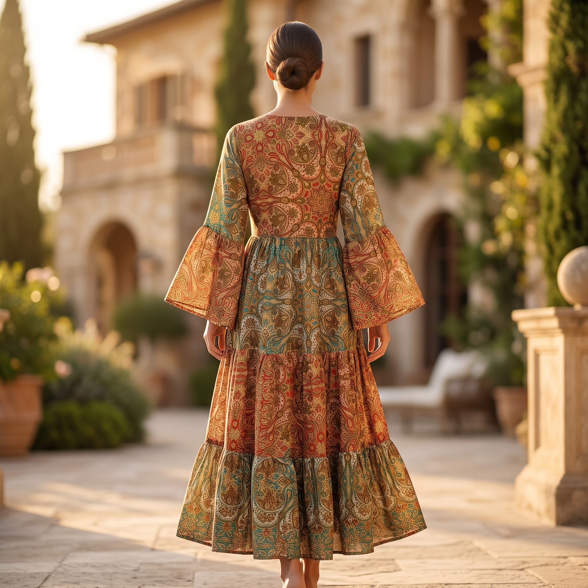 L/XL Special  Silk Crystal Printed Cotton Dress 57" Long Jalabiya RN 950