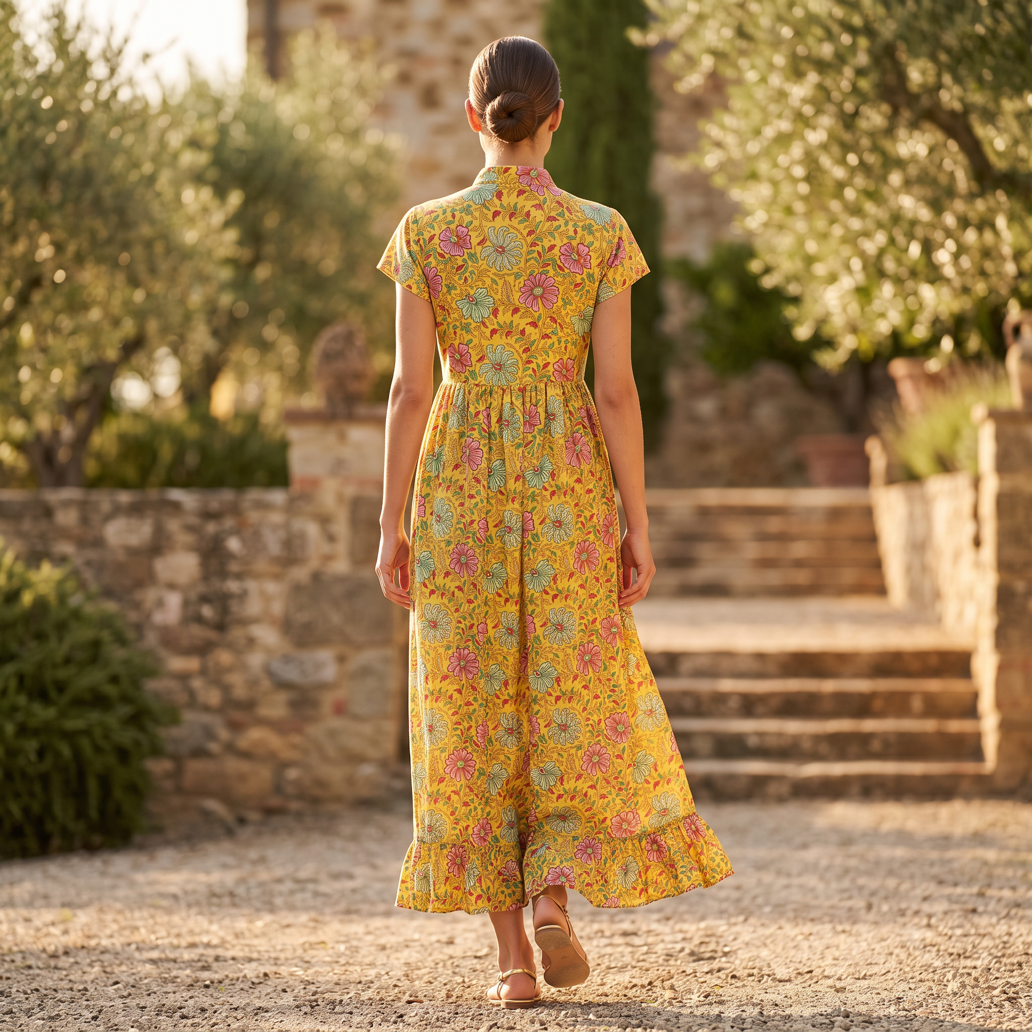L/XL Amani Silk Crystal Printed  Dress 57" Long Jalabiya RN 955