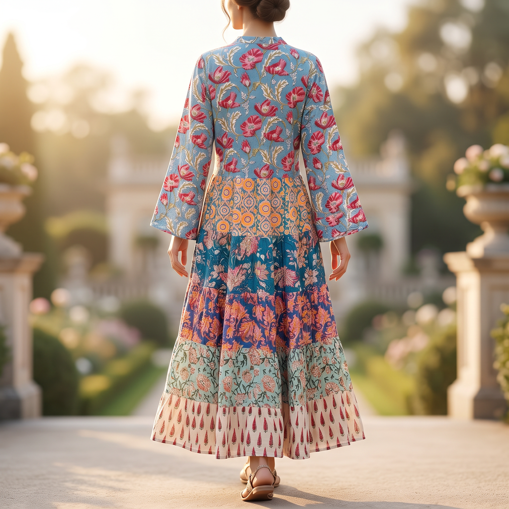 L/XL Amaira  Special Printed Cotton Dress 54" Long Jalabiya RN 976