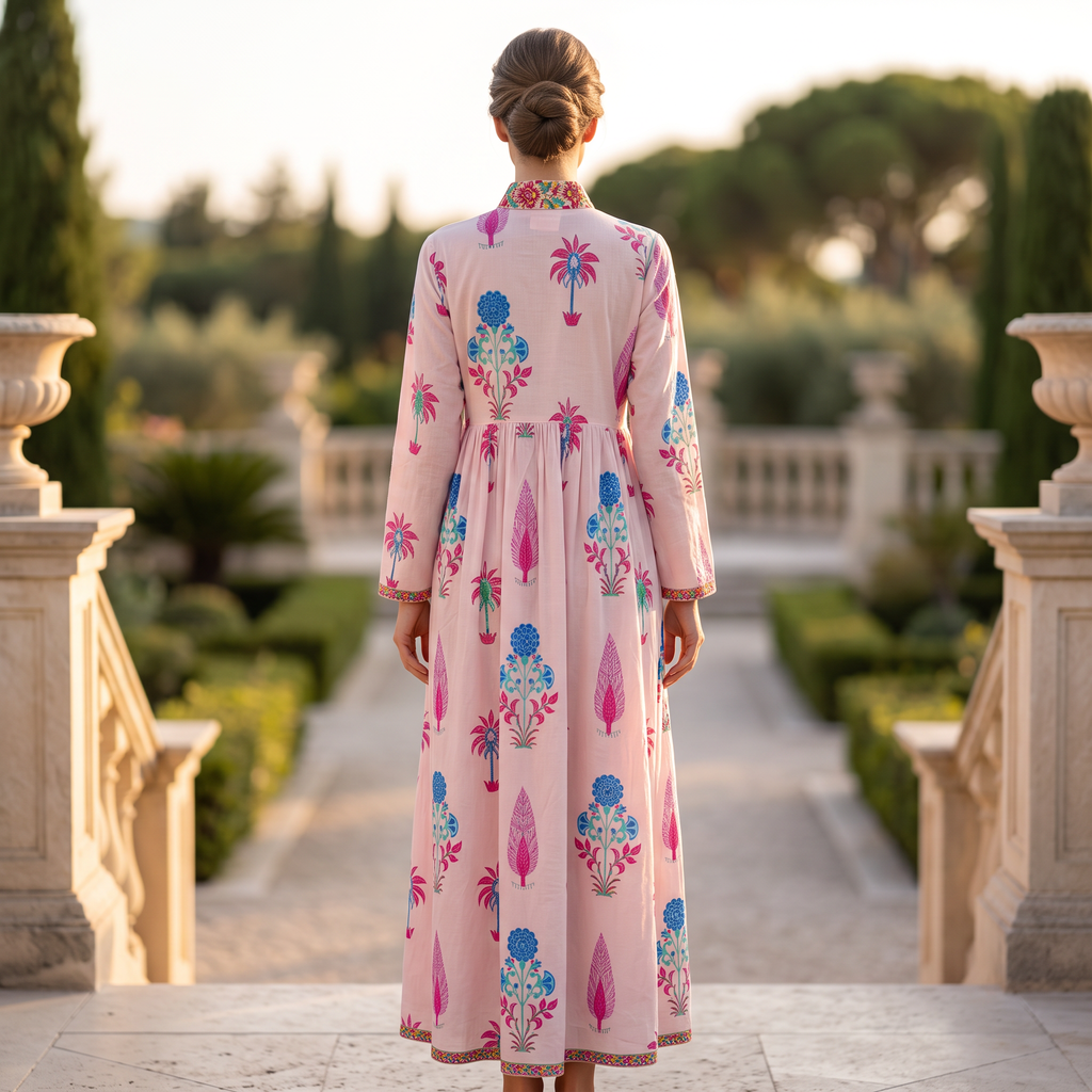 2XL/3XL Nida  Printed Cotton Dress 54" Long Jalabiya RN 961