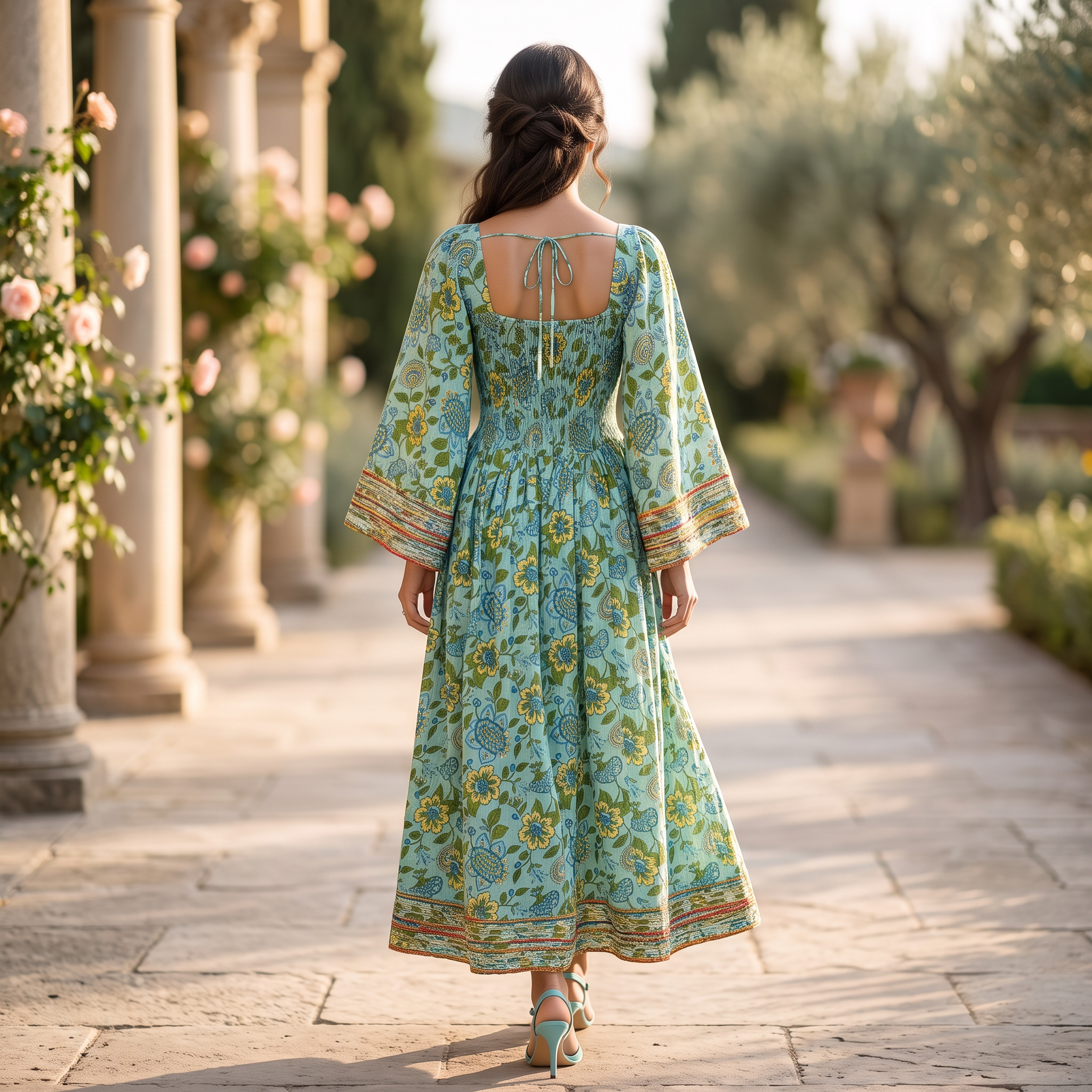 L-XL Elzina Printed Cotton Dress 57" Long Jalabiya (Copy) RN 966