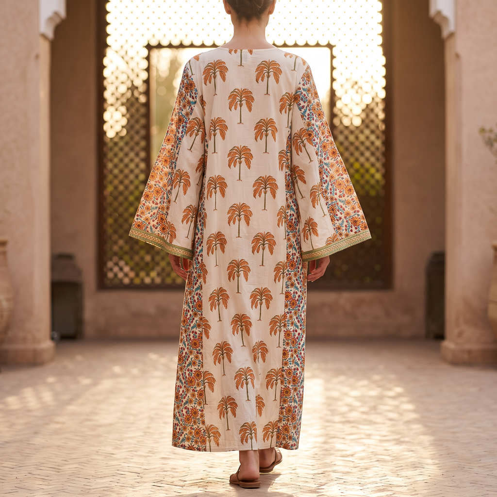2XL/3XL Payal Printed Cotton Dress 57" Long Jalabiya RN 924