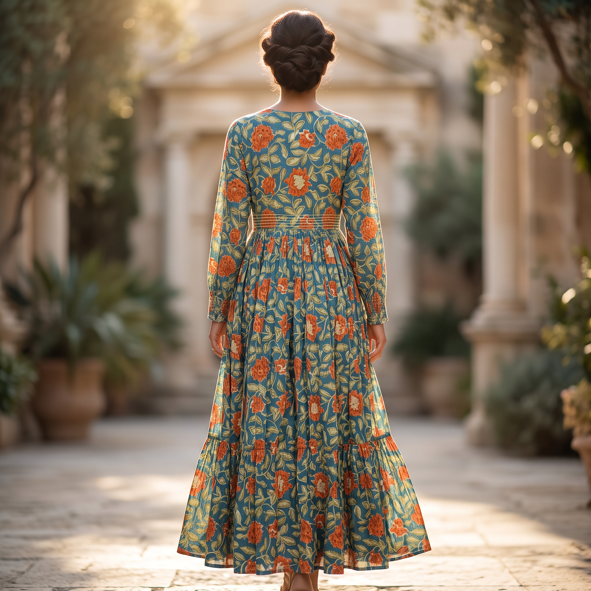 L/XL Fahima Printed  Dress 57" Long Jalabiya RN 957