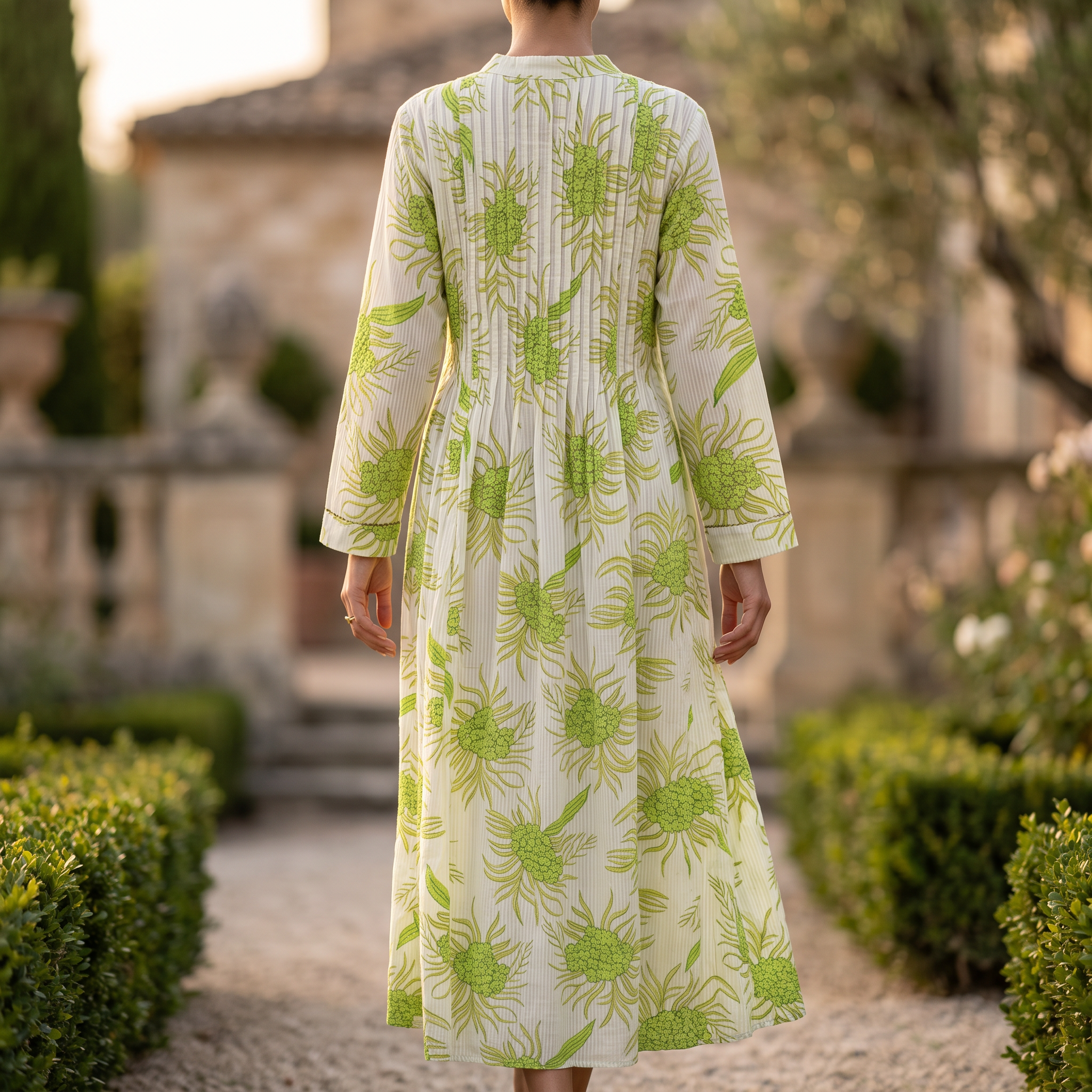 S/M Afra Printed Cotton Dress 57" Long Jalabiya RN 962