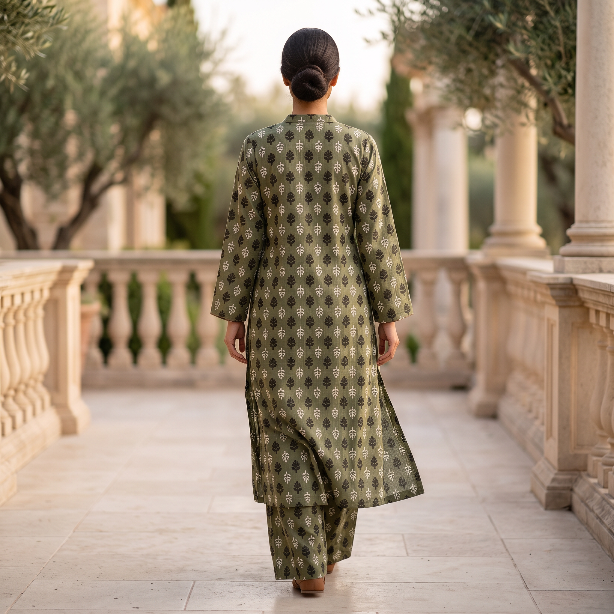 2XL-3XL Rasha Printed Cotton Dress 57" Long Jalabiya RN 929