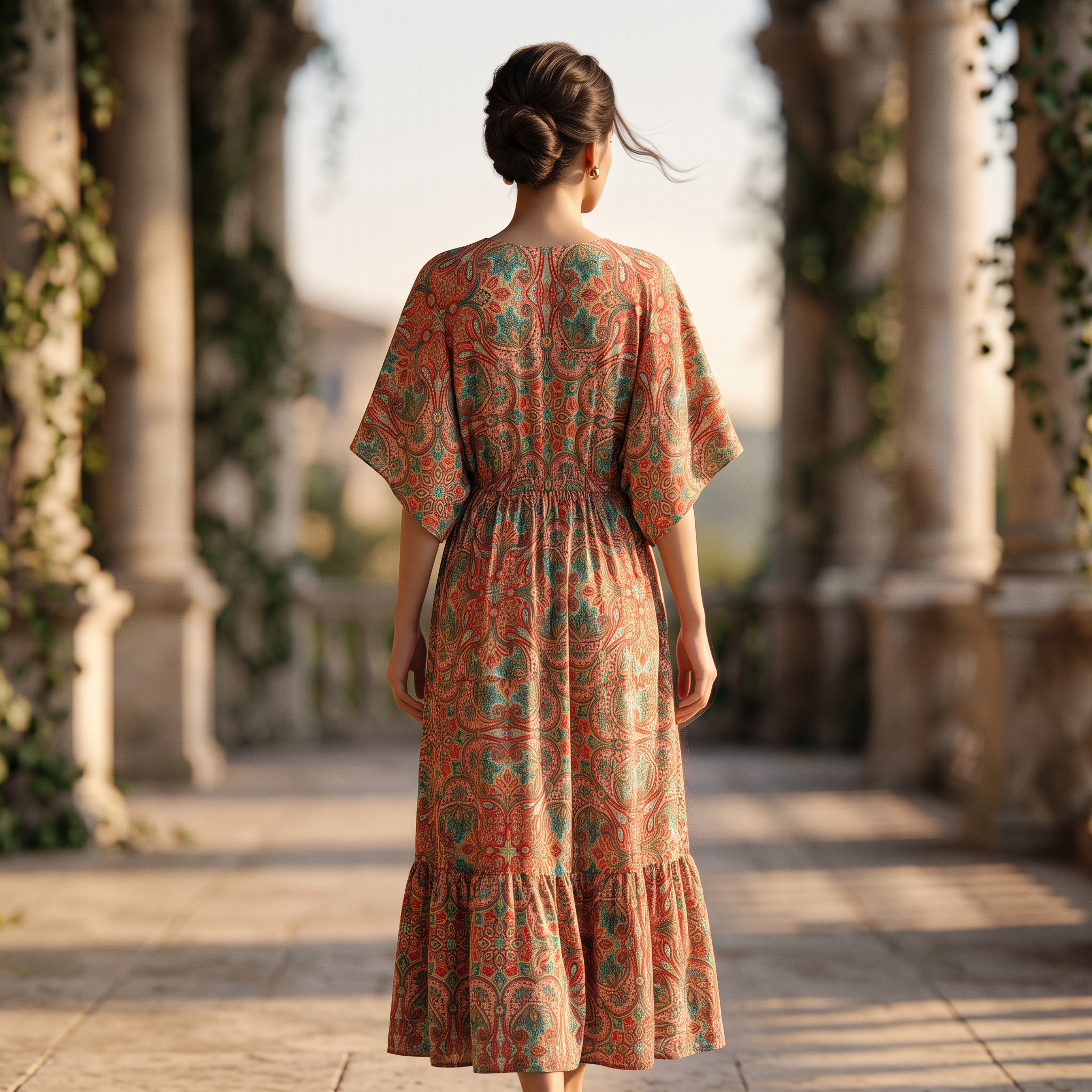 O/S Special  Silk Crystal Printed Cotton Dress 57" Long Jalabiya RN 954