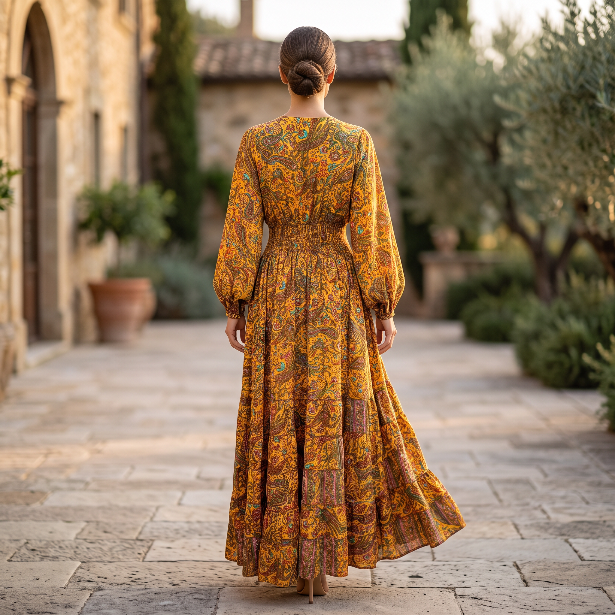 L/XL Special Silk Crystal Printed  Dress 57" Long Jalabiya RN 956
