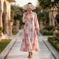 XS-S Ejlal Printed Cotton Dress 54" Long Jalabiya TN 250