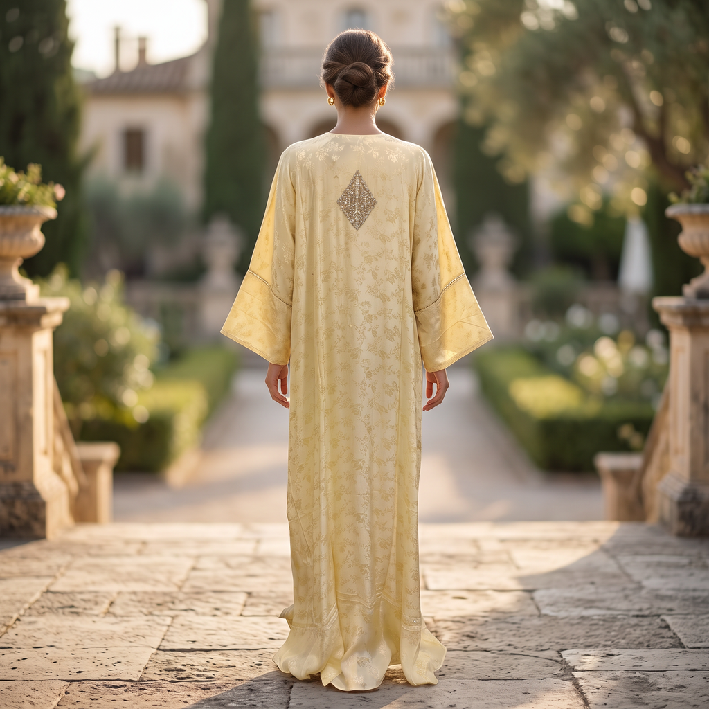 Silky Jacquard Kaftan Elegant Free-Size Luxury Abaya