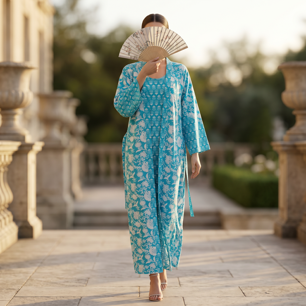 Free Size Cotton Abaya & Inner Set length 57” Long TN 311