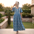 S/M Crystal Special Printed Cotton Dress 57" Long Jalabiya TNY 865