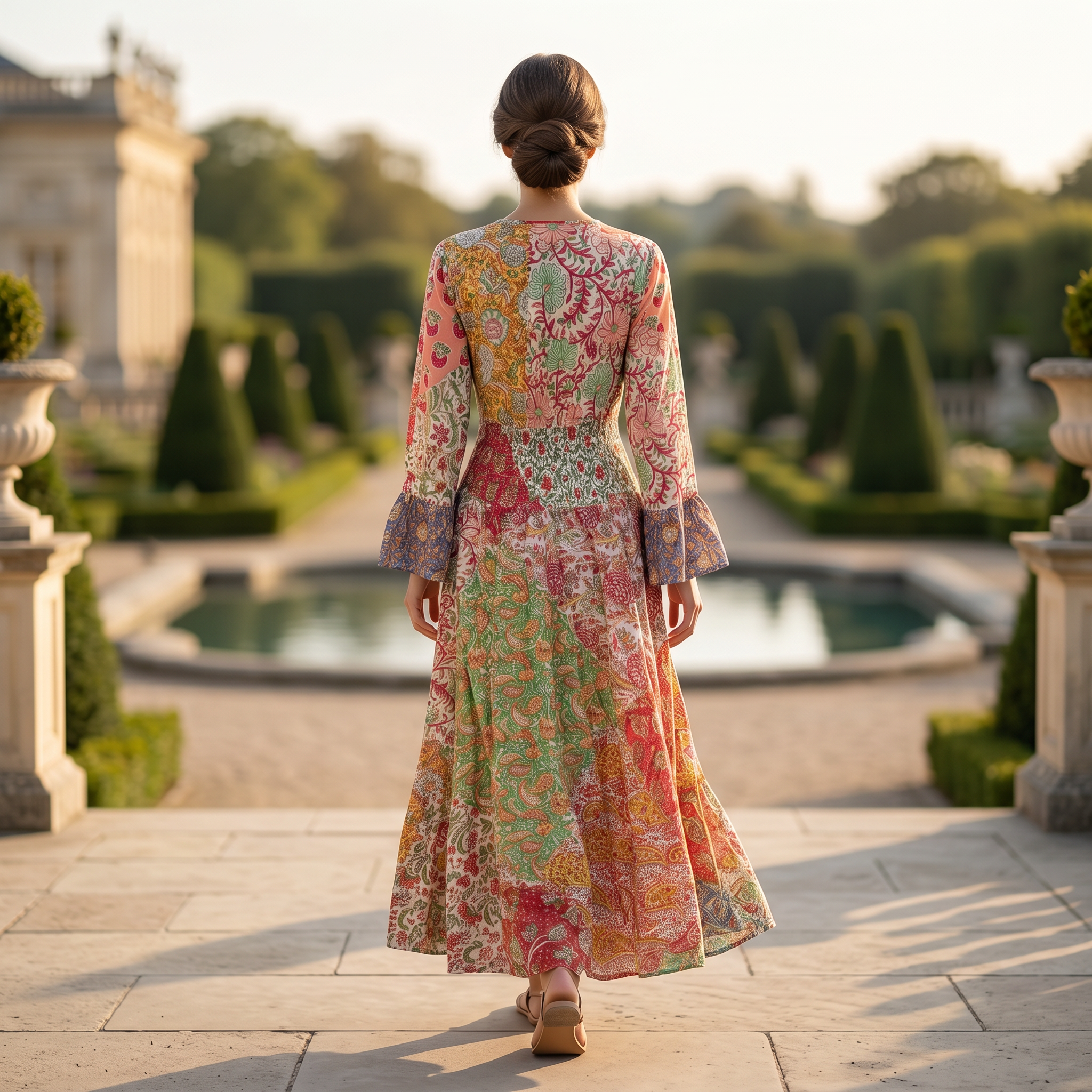 S-M Musira Printed Cotton Dress 57" Long Jalabiya