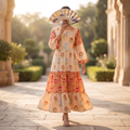 L/XL Special Printed Cotton Dress 57" Long Jalabiya With Sheila RNY 1095