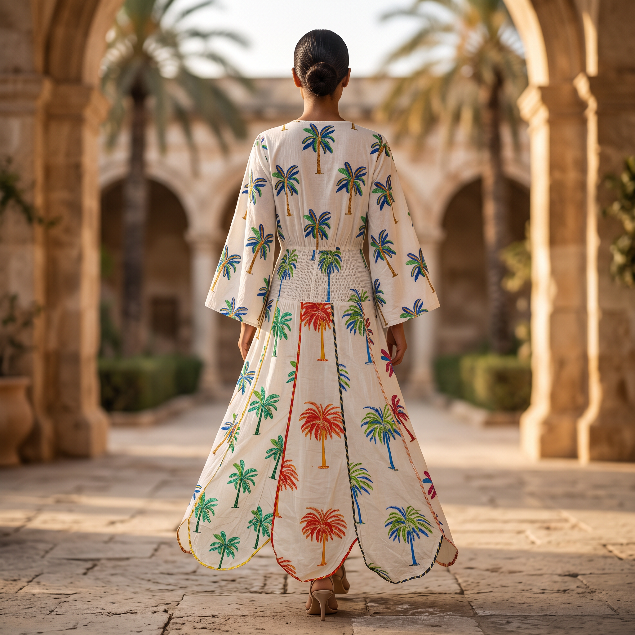 S.M Zayna Printed   Dress 57" Long Jalabiya RN 1025