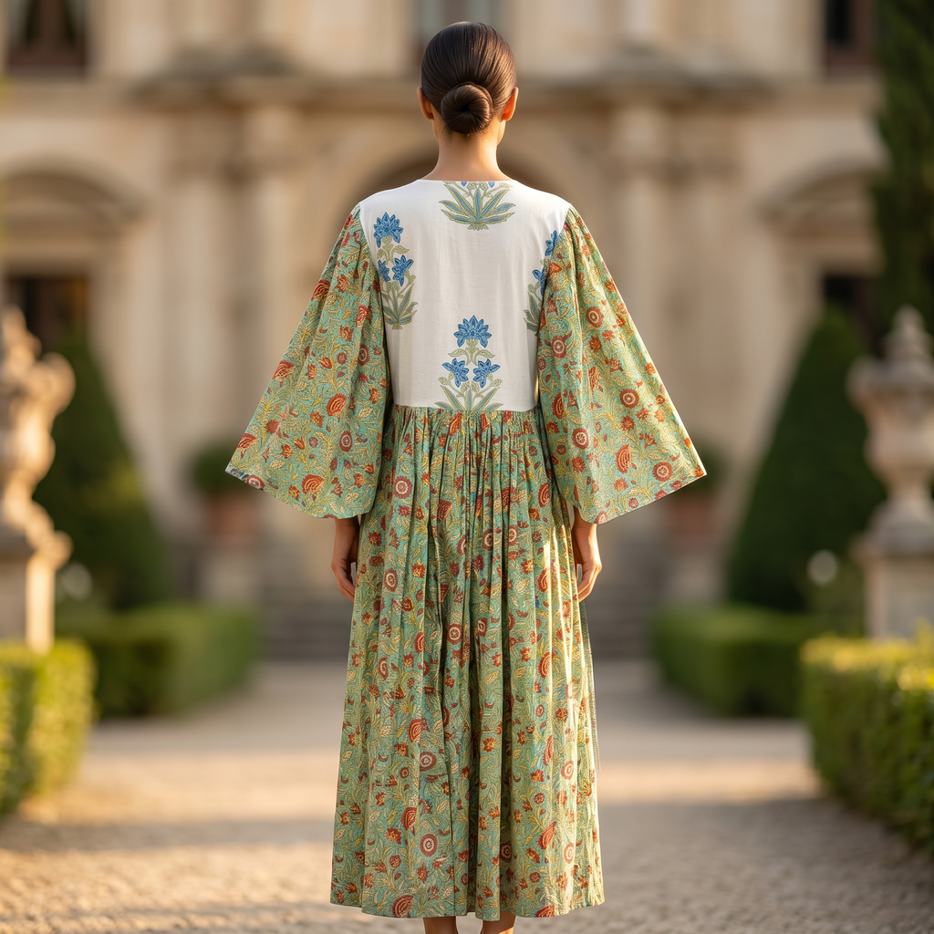 XS-S Zaheera Printed Cotton Dress 54" Long Jalabiya TN 260