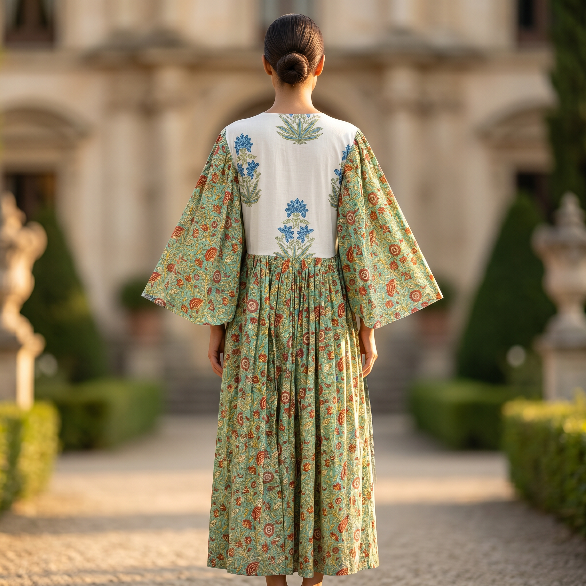 XS-S Zaheera Printed Cotton Dress 54" Long Jalabiya TN 260