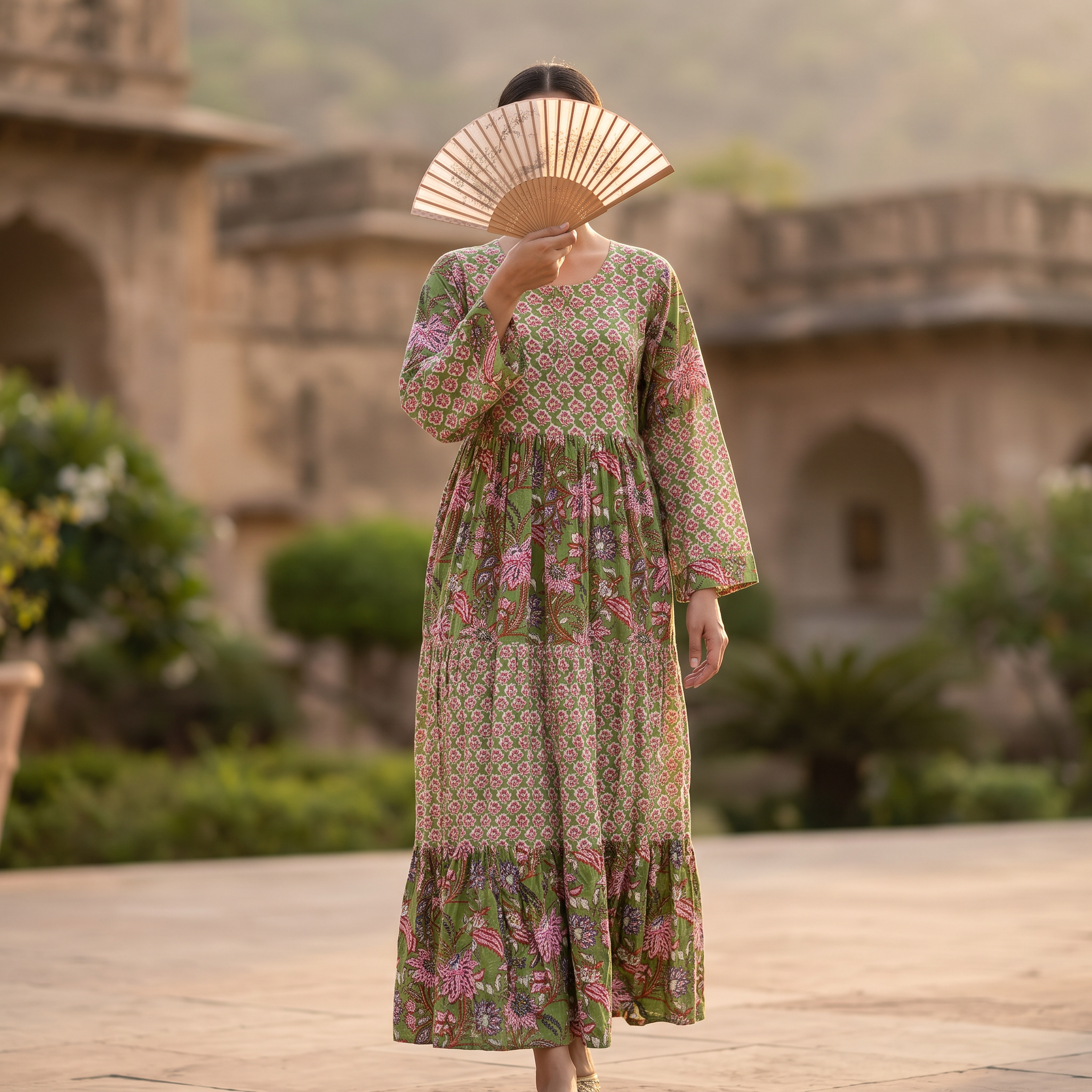 S/M Juhi Printed Cotton Dress 57" Long Jalabiya TNY 819
