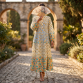 L-XL Elle Printed Cotton Dress 57" Long Jalabiya RNY 1065