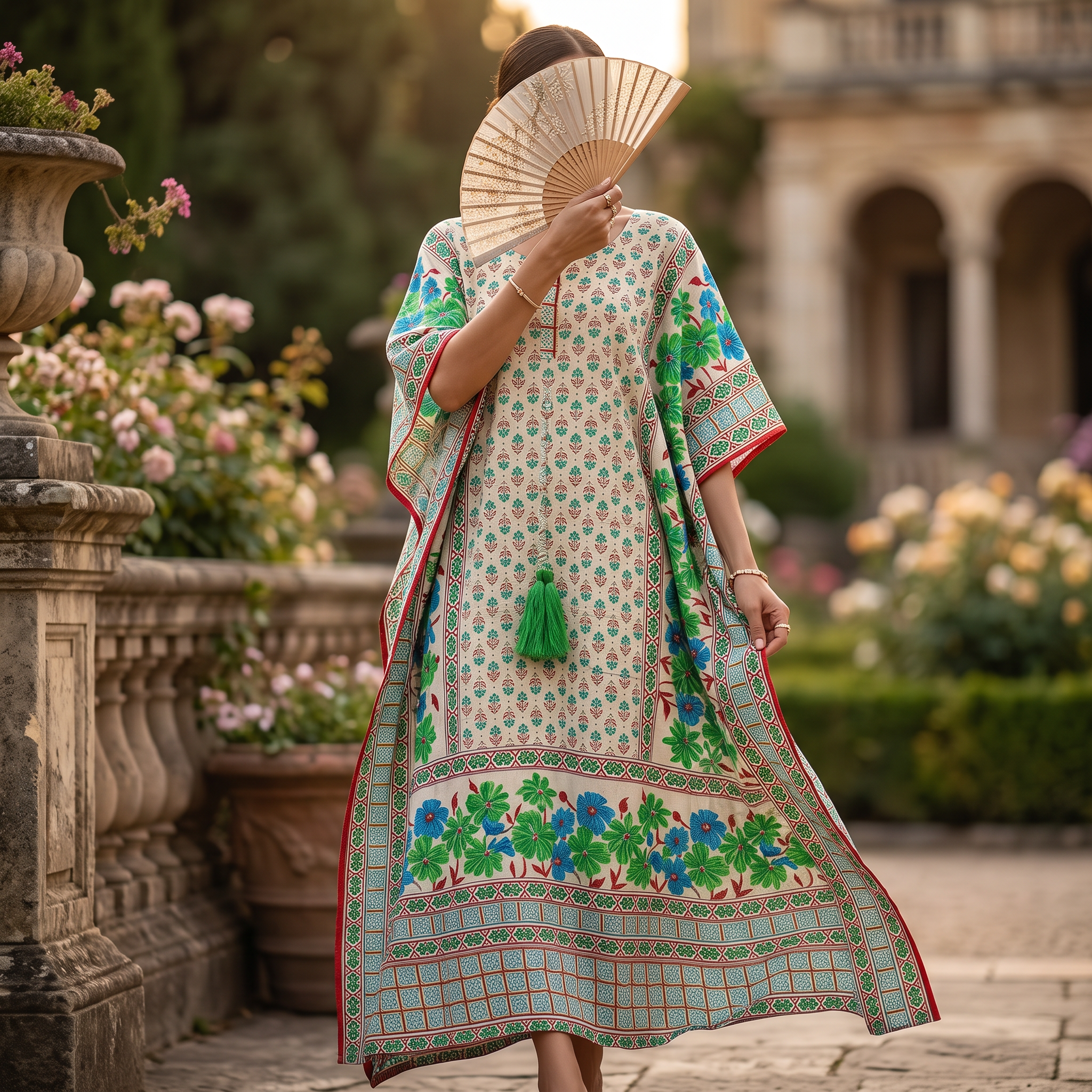 Free Size Crystal Farasha Kaftan Chiffon 55" Long Jalabiya RNY 1044
