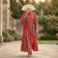 2XL-3XL Fatim Printed Cotton Dress 57" Long Jalabiya