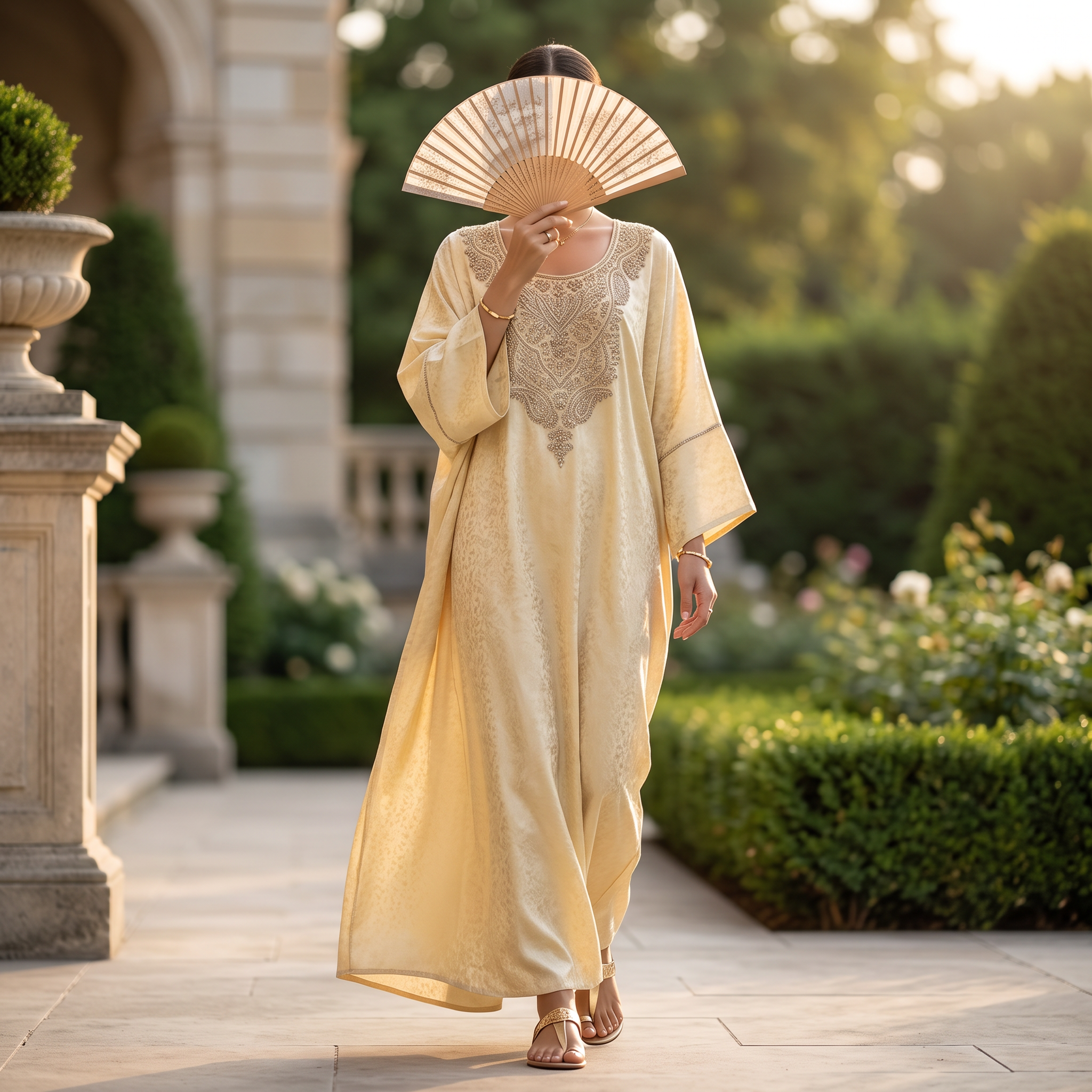 Silky Jacquard Kaftan Elegant Free-Size Luxury Abaya