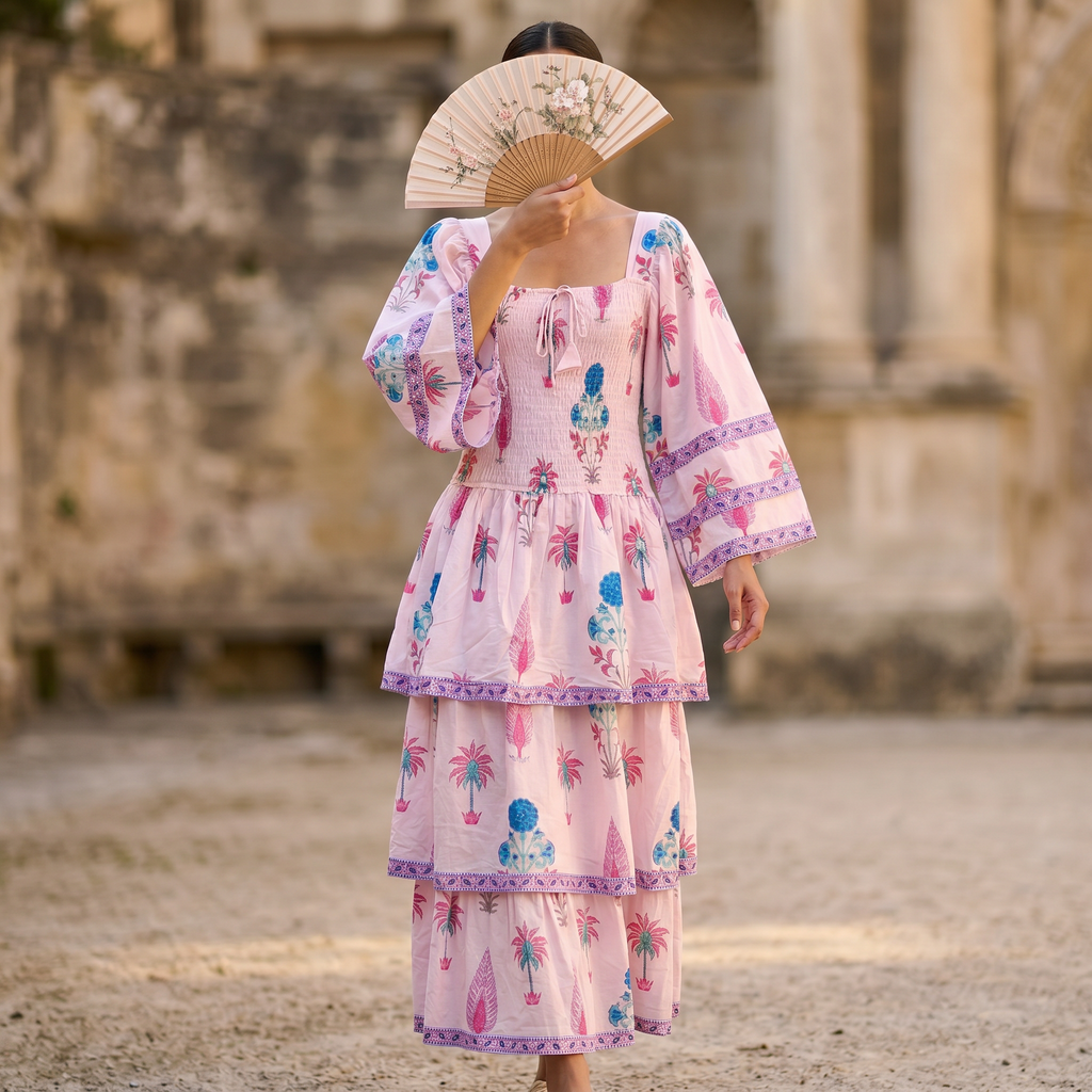 2XL-3XL Rahima Printed Cotton Dress 57" Long Jalabiya TN 247
