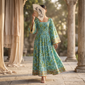L-XL Elzina Printed Cotton Dress 57" Long Jalabiya (Copy) RN 966