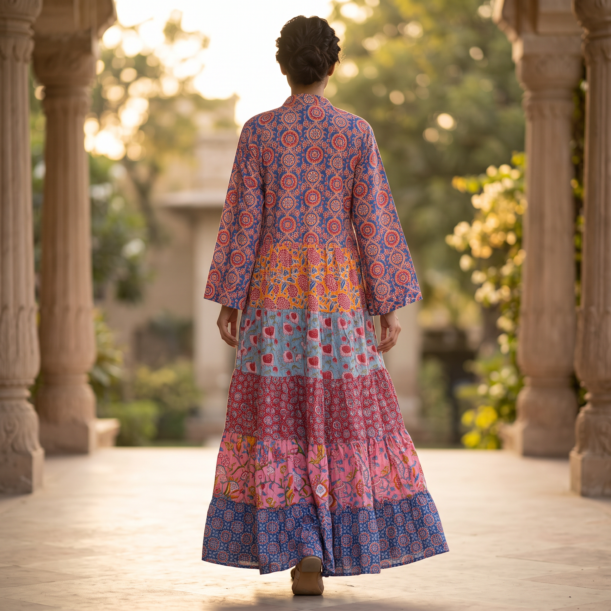 L/XL Crystal Maldives Printed Cotton Dress 57" Long Jalabiya TNY 827