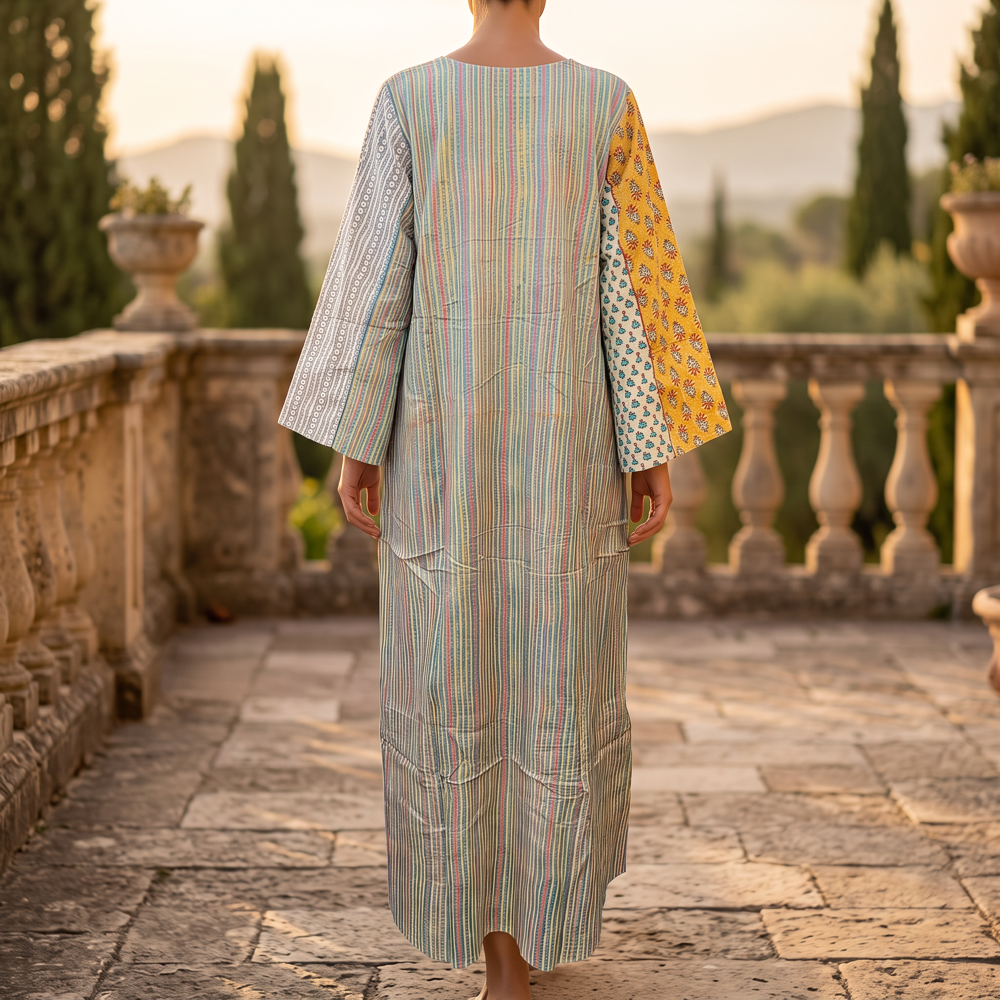 L-XL Malaysia Printed Cotton Dress 57" Long Jalabiya RN 904