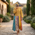 S/M Zayna Printed Cotton Dress 57" Long Jalabiya TN 179