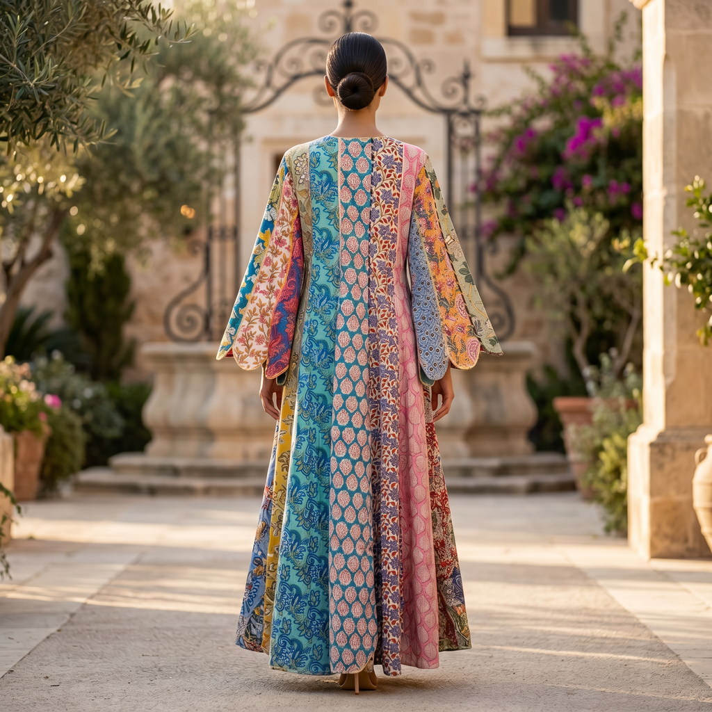 L-XL Rahima Printed Cotton Dress 57" Long Jalabiya