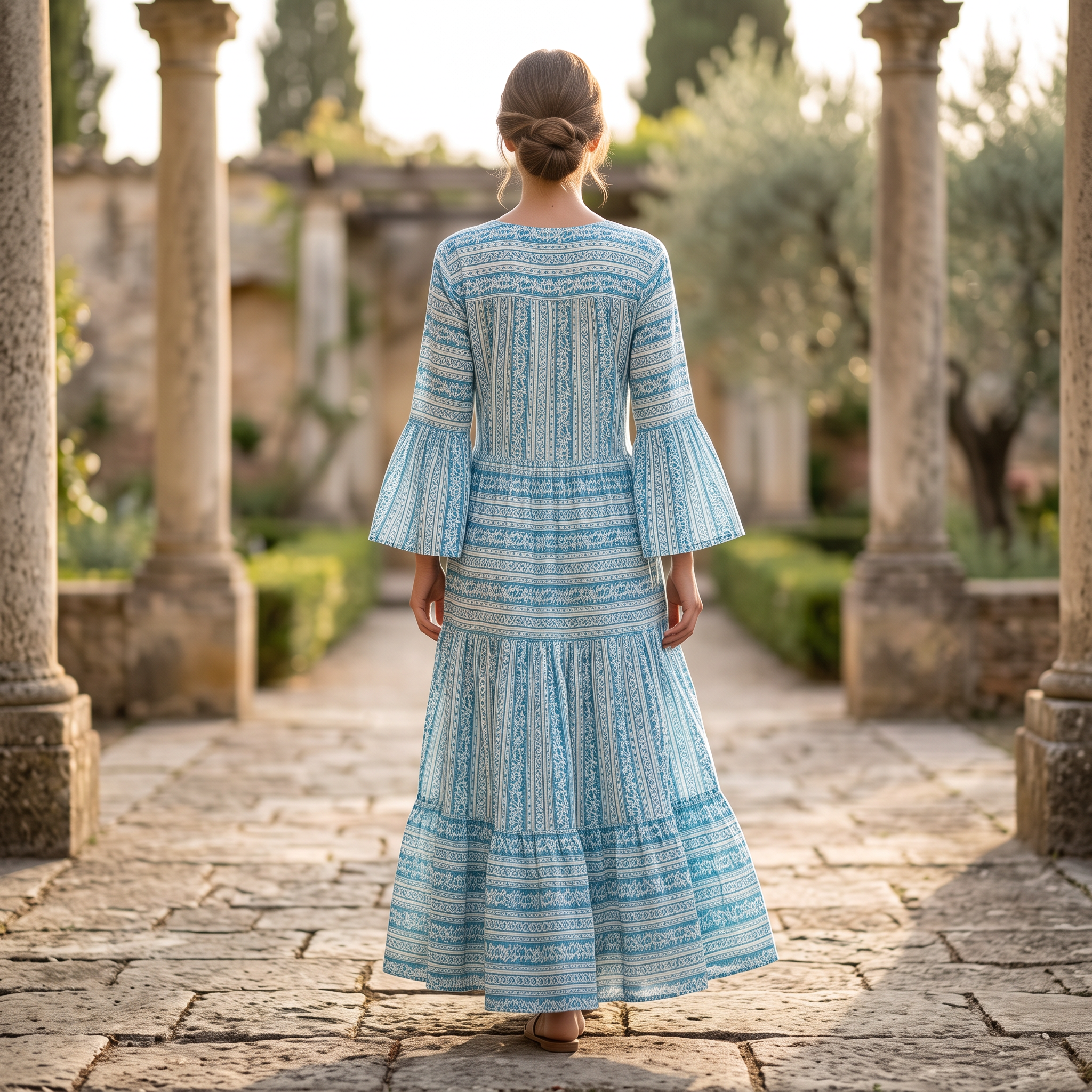 L/XL Gaby Multi Printed Cotton Dress 57" Long Jalabiya RN 1023