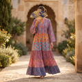 L/XL Crystal Maldives Printed Cotton Dress 57" Long Jalabiya TNY 827