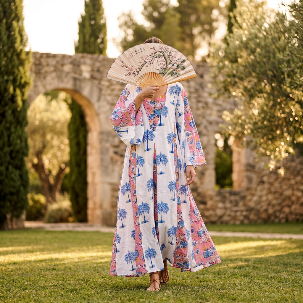 L-XL Payal Printed Cotton Dress 57" Long Jalabiya