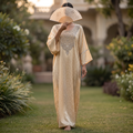 Silky Jacquard Kaftan Elegant Free-Size Luxury Abaya