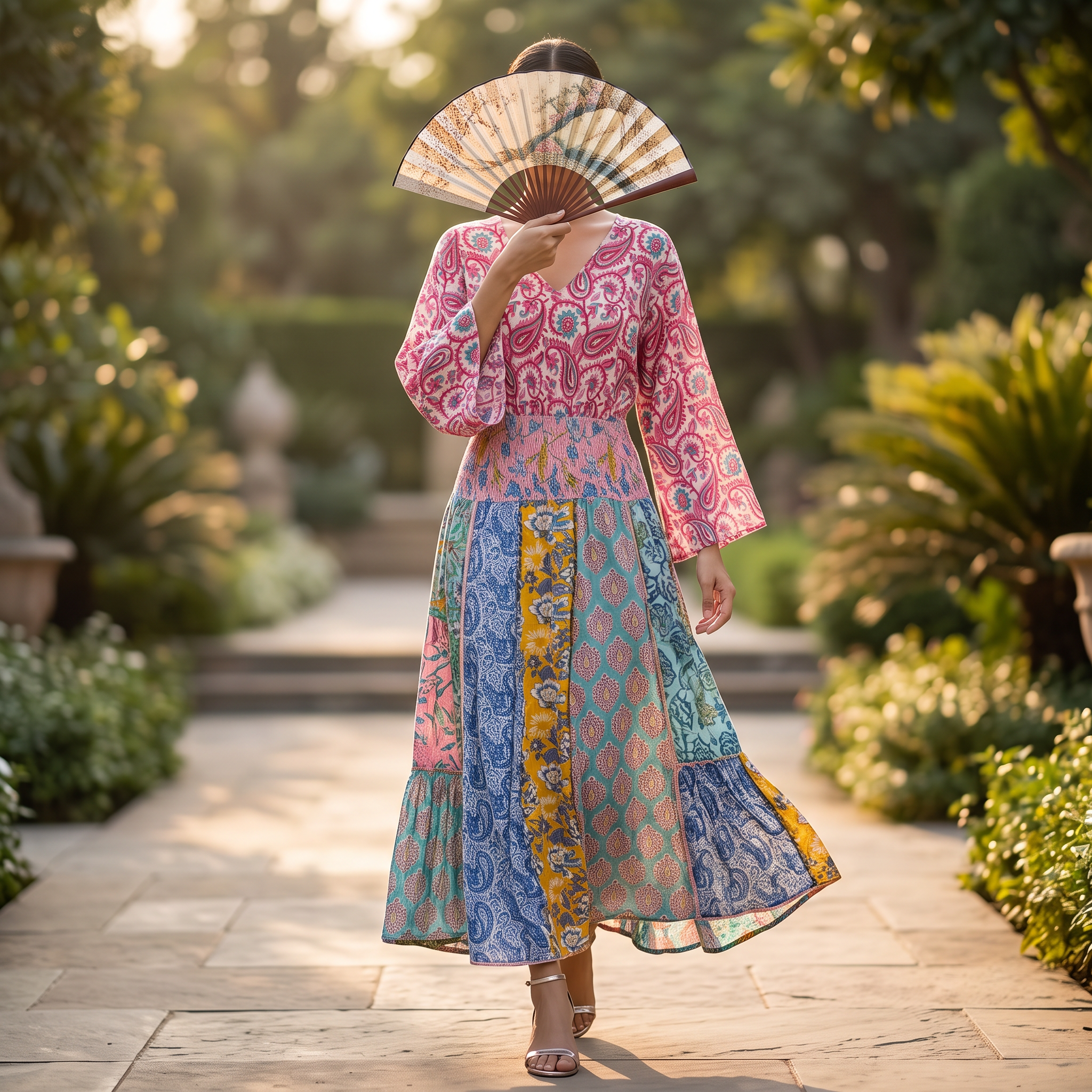 L/XL Smoky Printed Cotton Dress 57" Long Jalabiya TNY 752