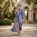S-M Fatim Printed Cotton Dress 57" Long Jalabiya
