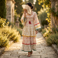 L-XL Rahima Printed Cotton Dress 57" Long Jalabiya