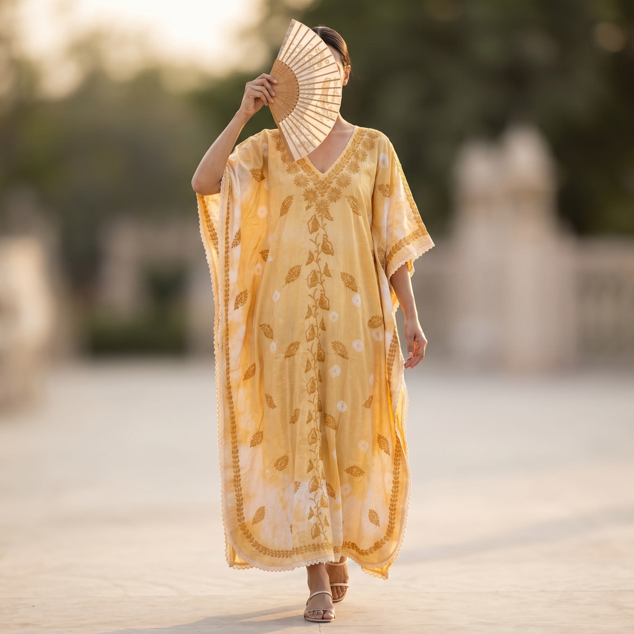 Free Size Embroidery Farasha Kaftan Cotton 57" Long Jalabiya TN 262