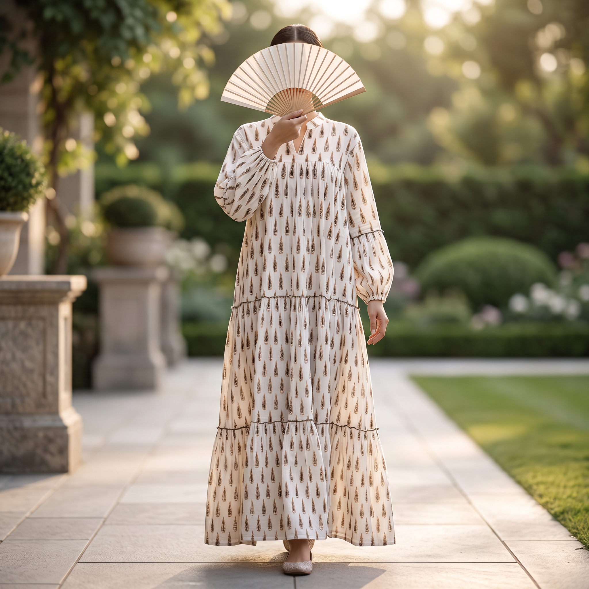 L/XL ZIYA Printed Cotton Dress 57" Long Jalabiya TN 514
